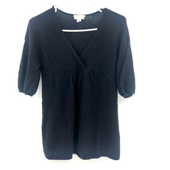 Vince X A Pea in the Pod 100% Cashmere Black Short Sleeve Sweater Women's Medium - Picture 1 of 4